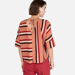 Express Women’s Medium Striped Oversized Top Terracotta Orange NWT